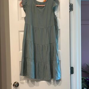 Kirundo Bohemian Casual Green Cap Sleeve Mini Dress